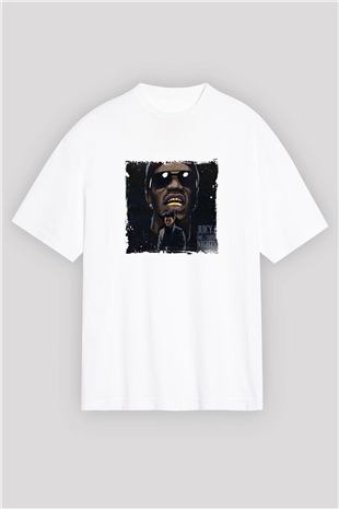 Juicy J Baskılı Oversize Beyaz Tişört