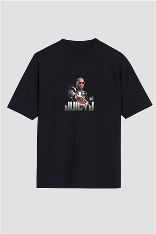 Juicy J Baskılı Unisex Oversize Siyah Tişört