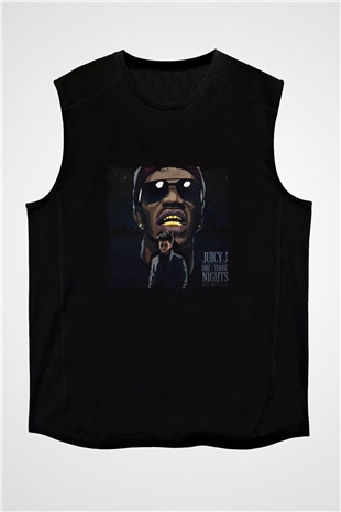 Juicy J Baskılı Unisex Siyah Kolsuz Tişört