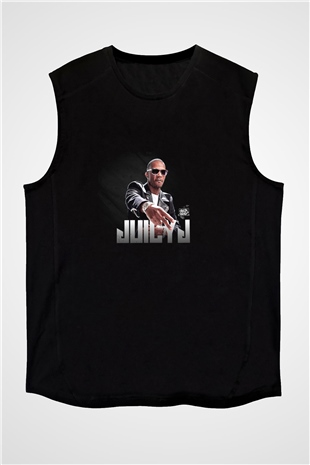 Juicy J Baskılı Unisex Siyah Kolsuz Tişört