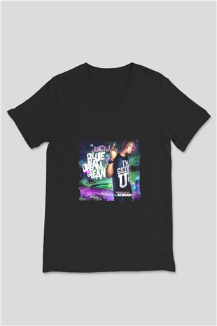 Juicy J Baskılı Unisex Siyah V Yaka Tişört