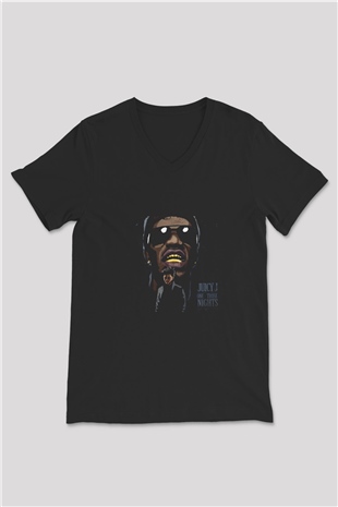 Juicy J Baskılı Unisex Siyah V Yaka Tişört
