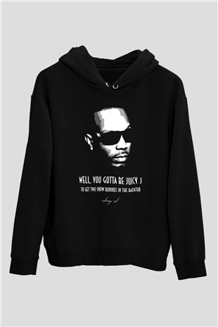 Juicy-J Siyah Unisex Kapüşonlu Sweatshirt