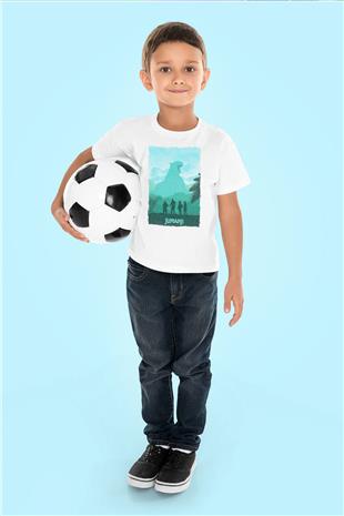 Jumanji Baskılı Beyaz Unisex Beyaz Çocuk Tişört - Tshirt