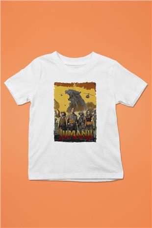 Jumanji Baskılı Beyaz Unisex Beyaz Çocuk Tişört - Tshirt