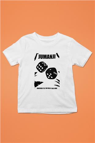 Jumanji Baskılı Beyaz Unisex Beyaz Çocuk Tişört - Tshirt