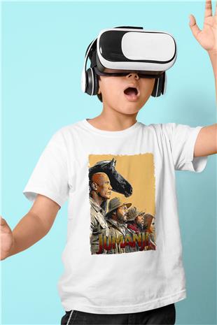 Jumanji Baskılı Beyaz Unisex Beyaz Çocuk Tişört - Tshirt
