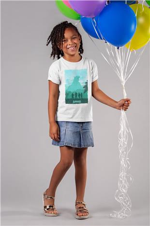 Jumanji Baskılı Beyaz Unisex Beyaz Çocuk Tişört - Tshirt