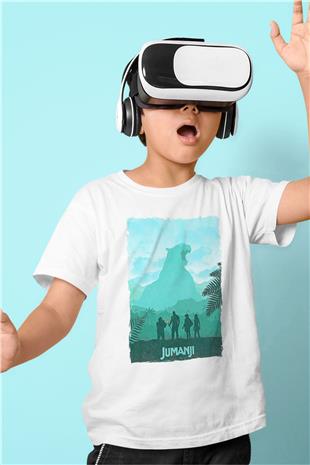Jumanji Baskılı Beyaz Unisex Beyaz Çocuk Tişört - Tshirt