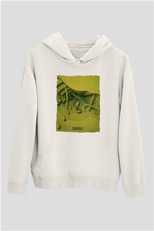 Jumanji Baskılı Beyaz Unisex Hoodie