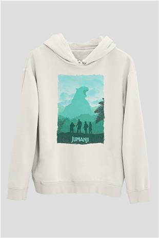 Jumanji Baskılı Beyaz Unisex Hoodie
