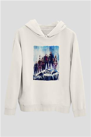 Jumanji Baskılı Beyaz Unisex Hoodie