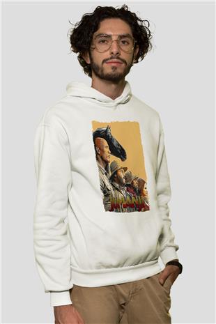 Jumanji Baskılı Beyaz Unisex Hoodie