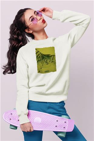 Jumanji Baskılı Beyaz Unisex Sweatshirt