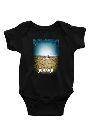 Jumanji Baskılı Unisex Siyah Bebek Body - Zıbın