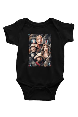Jumanji Baskılı Unisex Siyah Bebek Body - Zıbın