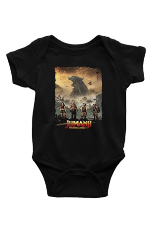 Jumanji Baskılı Unisex Siyah Bebek Body - Zıbın