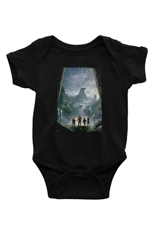 Jumanji Baskılı Unisex Siyah Bebek Body - Zıbın