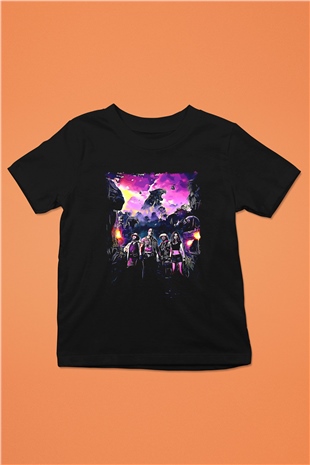 Jumanji Baskılı Unisex Siyah Çocuk Tişört - Tshirt