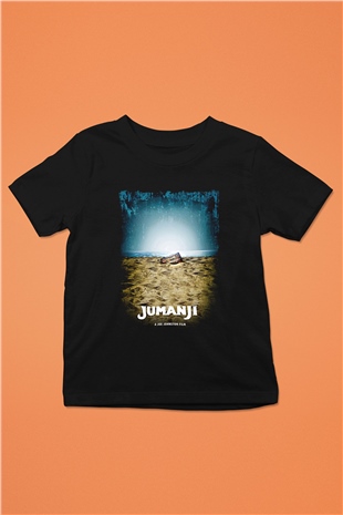 Jumanji Baskılı Unisex Siyah Çocuk Tişört - Tshirt