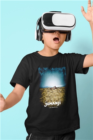 Jumanji Baskılı Unisex Siyah Çocuk Tişört - Tshirt