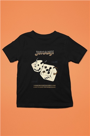 Jumanji Baskılı Unisex Siyah Çocuk Tişört - Tshirt