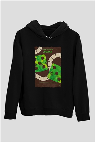 Jumanji Baskılı Unisex Siyah Hoodie