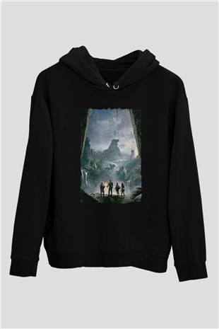 Jumanji Baskılı Unisex Siyah Hoodie