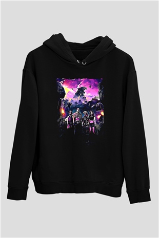 Jumanji Baskılı Unisex Siyah Hoodie