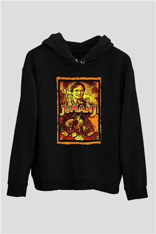 Jumanji Baskılı Unisex Siyah Hoodie