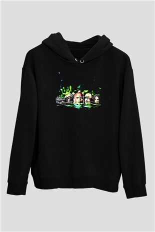 Jumanji Baskılı Unisex Siyah Hoodie
