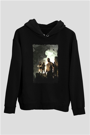 Jumanji Baskılı Unisex Siyah Hoodie