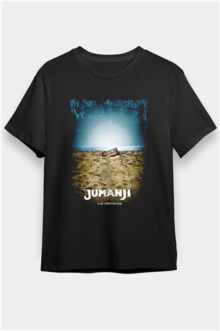 Jumanji Baskılı Unisex Siyah Tişört - Tshirt