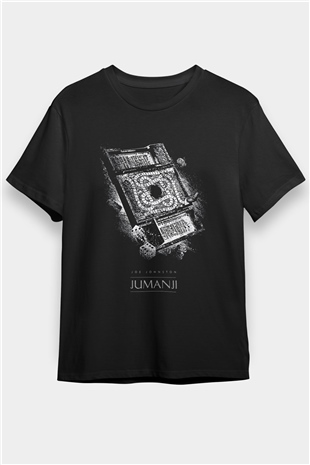 Jumanji Baskılı Unisex Siyah Tişört - Tshirt