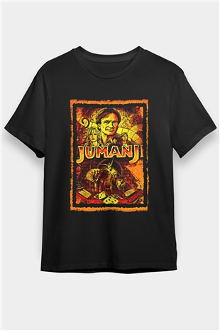 Jumanji Baskılı Unisex Siyah Tişört - Tshirt