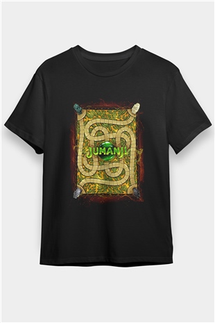 Jumanji Baskılı Unisex Siyah Tişört - Tshirt