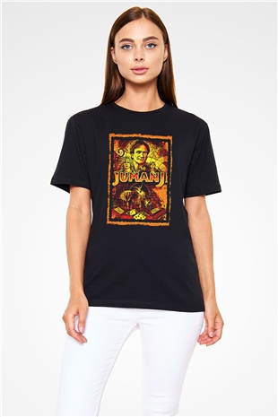 Jumanji Baskılı Unisex Siyah Tişört - Tshirt