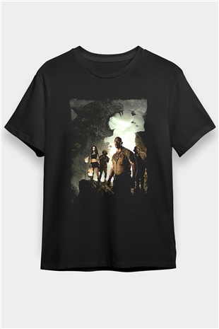 Jumanji Baskılı Unisex Siyah Tişört - Tshirt