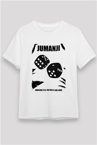 Jumanji Unisex Baskılı Beyaz Tişört - Tshirt