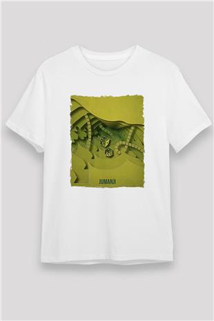 Jumanji Unisex Baskılı Beyaz Tişört - Tshirt