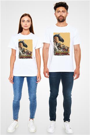 Jumanji Unisex Baskılı Beyaz Tişört - Tshirt