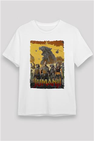 Jumanji Unisex Baskılı Beyaz Tişört - Tshirt
