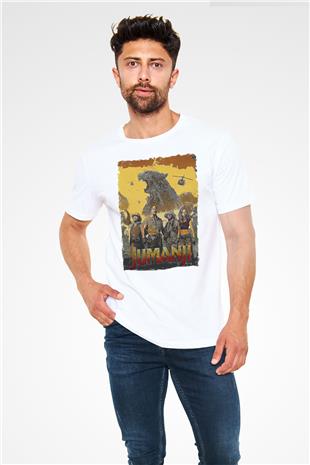 Jumanji Unisex Baskılı Beyaz Tişört - Tshirt