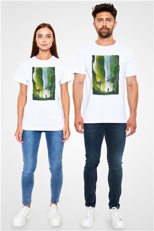 Jumanji Unisex Baskılı Beyaz Tişört - Tshirt
