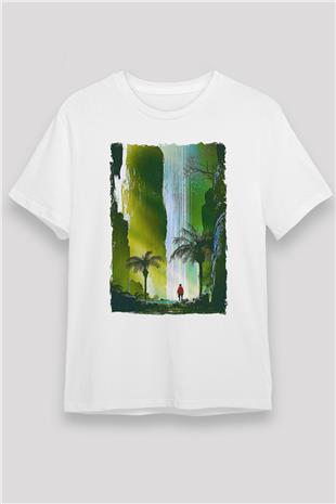 Jumanji Unisex Baskılı Beyaz Tişört - Tshirt