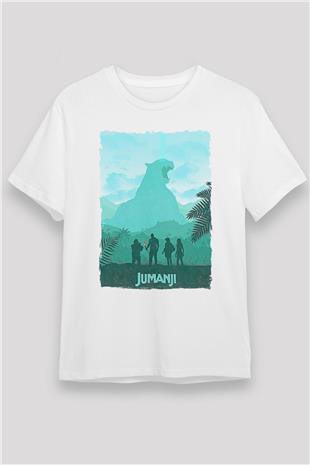 Jumanji Unisex Baskılı Beyaz Tişört - Tshirt