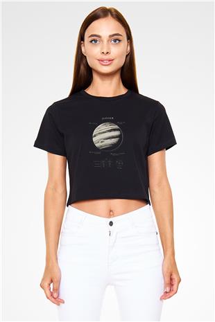 Jüpiter Fiziksel Özellikleri Baskılı Crop Top Kadın Tİşört - Tshirt