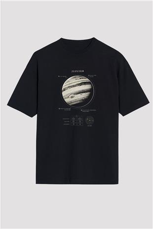 Jüpiter Fiziksel Özellikleri Baskılı Unisex Oversize Tişört - Tshirt