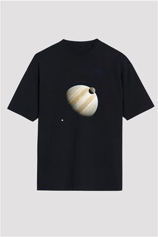 Jüpiter Fotoğraf Baskılı Unisex Oversize Tişört - Tshirt