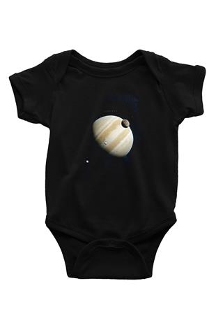 Jüpiter Fotoğraf Baskılı Unisex  Siyah Bebek Body - Zıbın